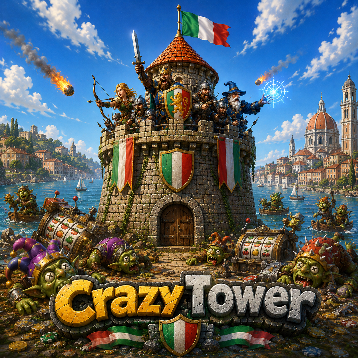 Crazy Tower Casino — torre illuminata di simboli e jackpot